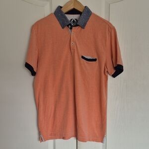 Stylish Orange Polo with Navy Accents